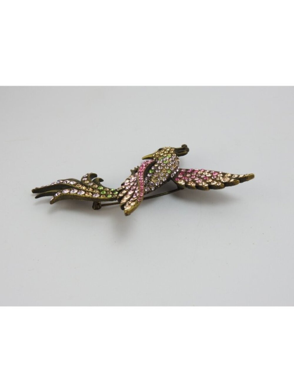 Jay Strongwater Crystal Exotic Bird of Paradise Lg Brooch Pin Multicolor 4" Box - Picture 11 of 16